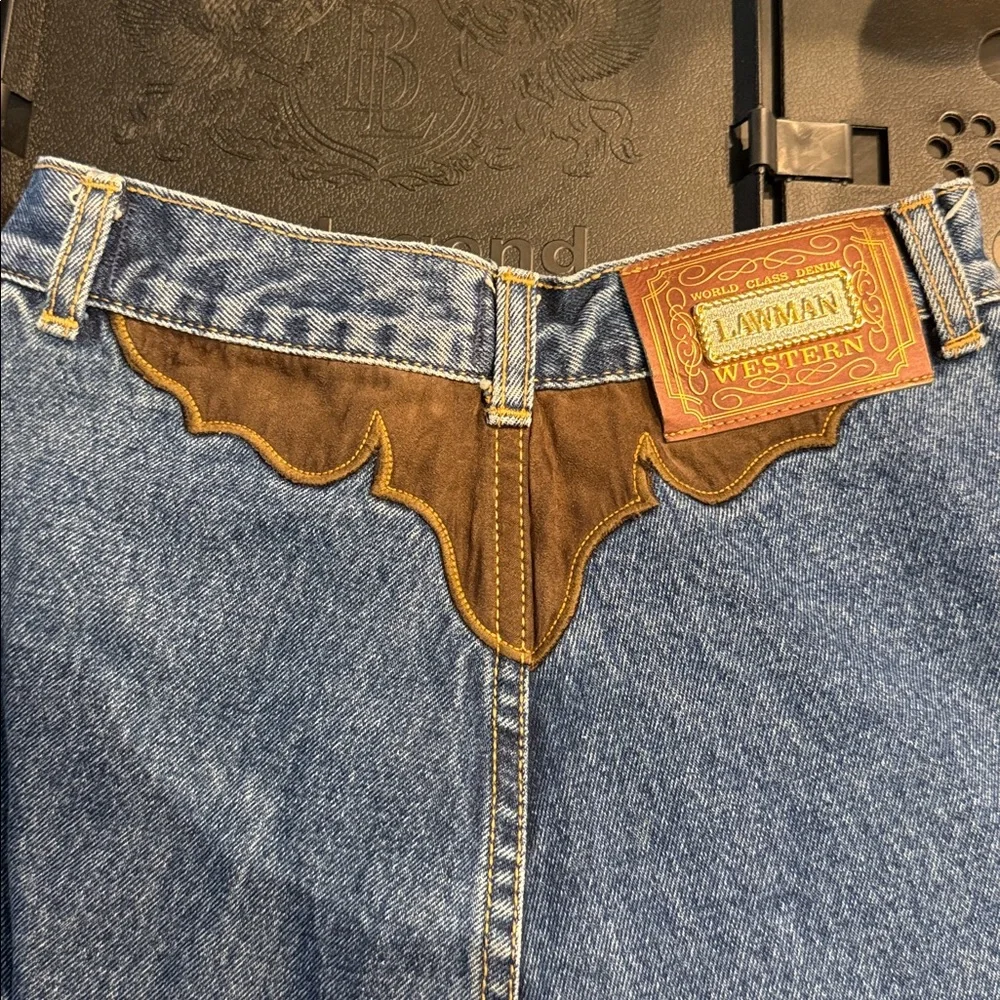 VINTAGE LAWMAN WOMENS JEANS WITH FAUX LEATHER DETAIL - Picture 6 of 14